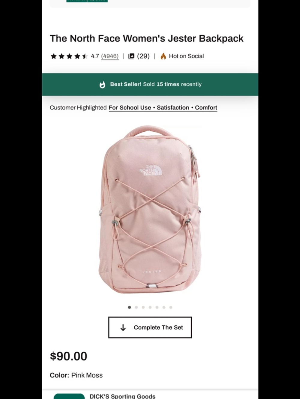 The North Face Women's Jester Backpack - Pink Moss new with tags !!
